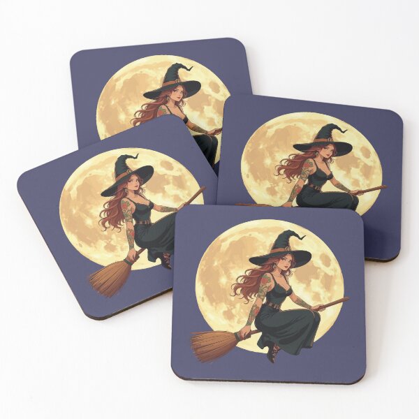 Item preview, Tattooed Witch Sat Astride A Besom Vector Art designed and sold by taiche.