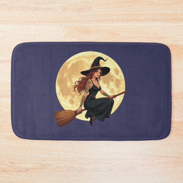Item preview, Tattooed Witch Sat Astride A Besom Vector Art designed and sold by taiche.