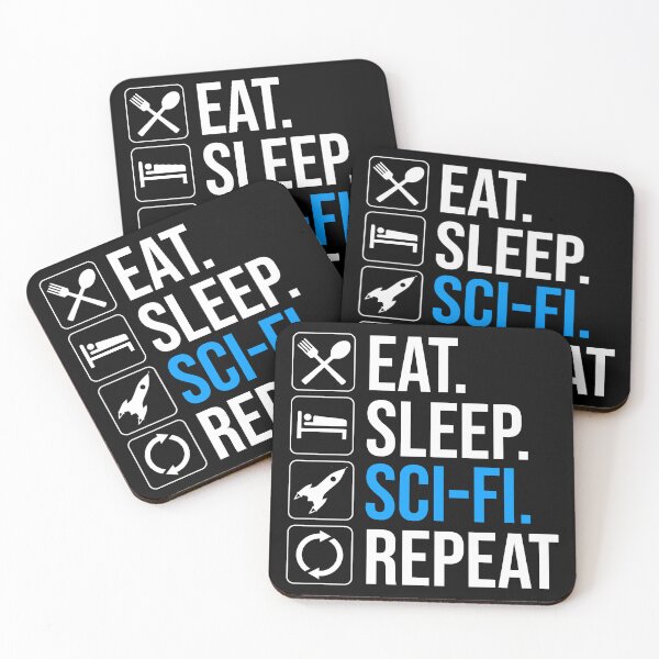 Item preview, Eat Sleep Sci-Fi Repeat designed and sold by Cat Lady Designs.