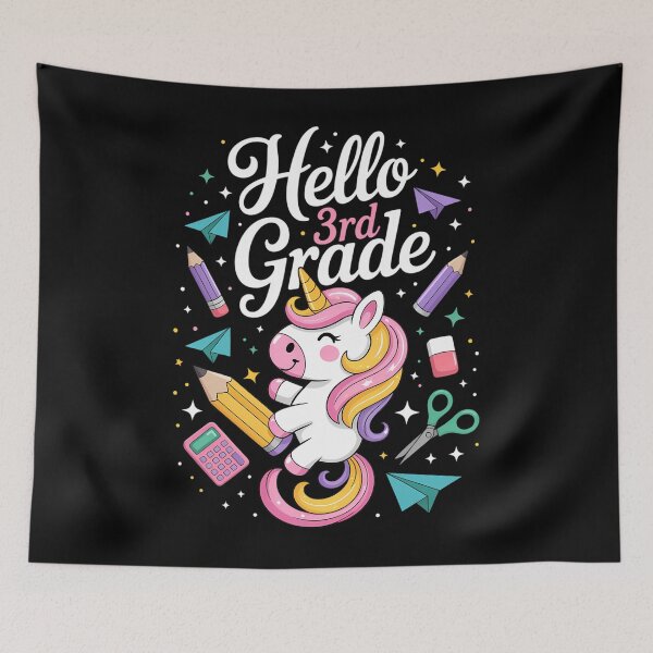 Item preview, Hello 3rd Grade Back to School Unicorn designed and sold by Sunset4Bones.