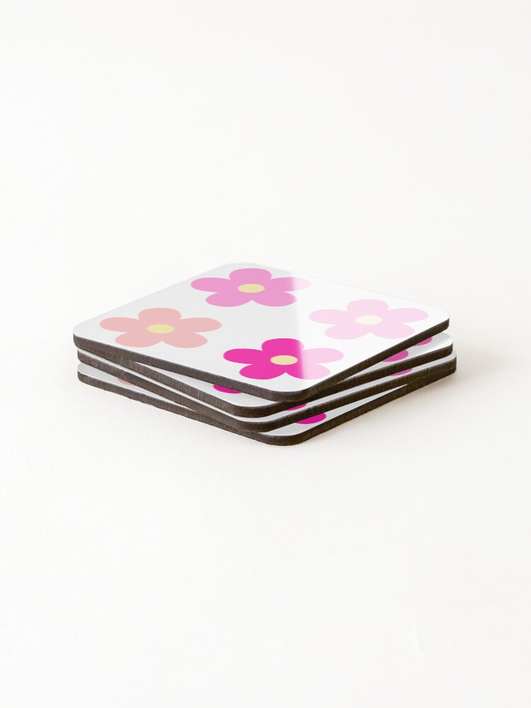 Thumbnail 4 of 5, Coasters (Set of 4), Pink Flower Sticker Pack designed and sold by InfiniteSticker.