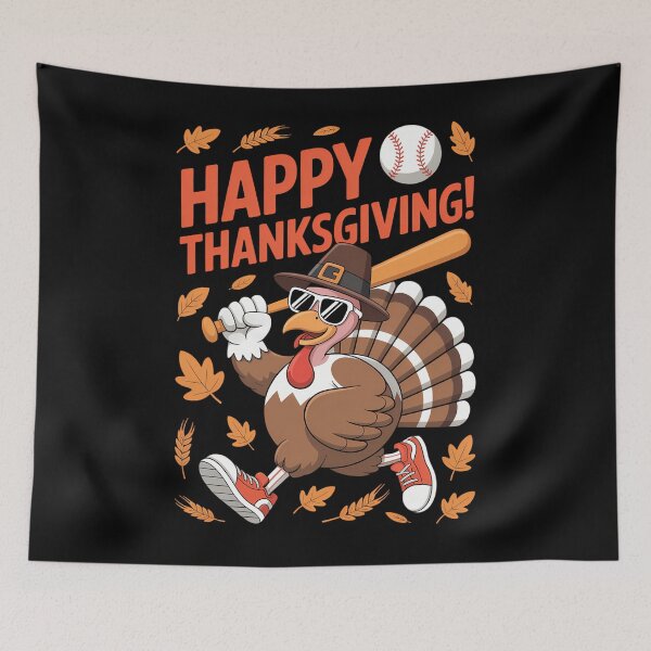 Item preview, Terkey Playing Baseball Thanksgiving designed and sold by brynatshop.