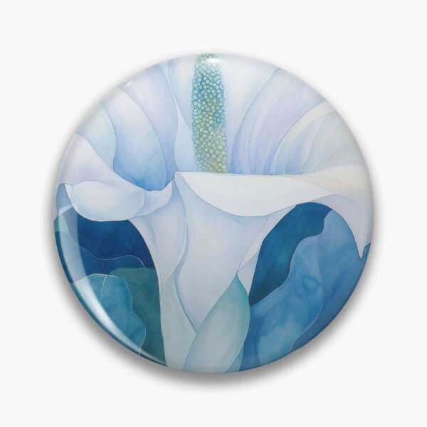Item preview, Watercolor Datura Flower in Cool Blues and White designed and sold by dawnleblanc55.
