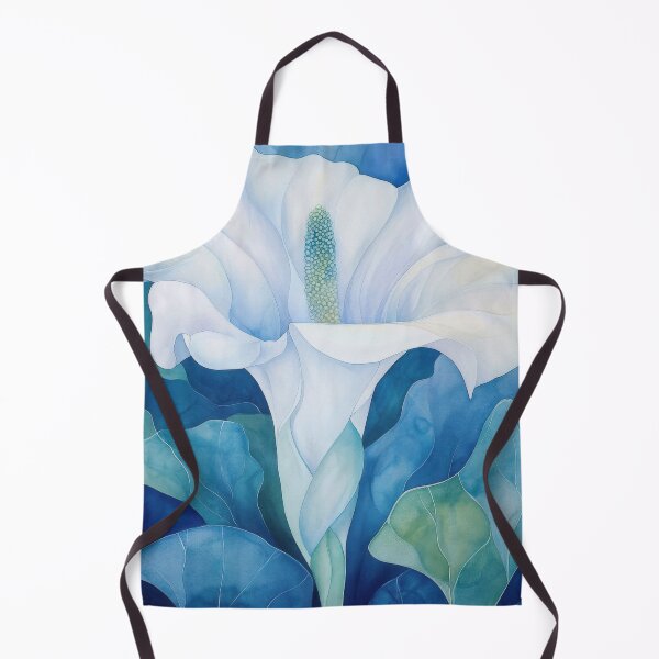Item preview, Watercolor Datura Flower in Cool Blues and White designed and sold by dawnleblanc55.