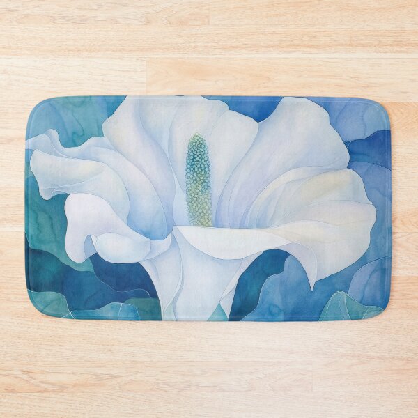 Item preview, Watercolor Datura Flower in Cool Blues and White designed and sold by dawnleblanc55.