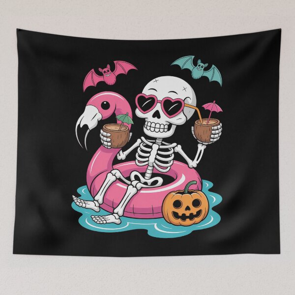 Item preview, Funny Skeleton Flamingo Cute Halloween Spooky designed and sold by aidenpier.