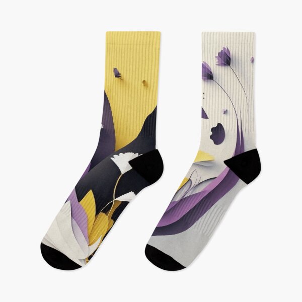 Item preview, Black Cat in Yellow and Purple Floral Paper Cut Style Art designed and sold by PaintbrushPlace.