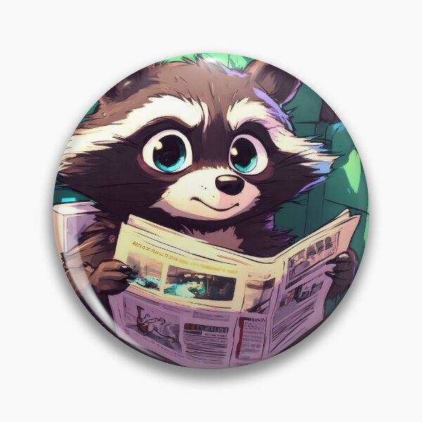 Item preview, Raccoon Relaxes Reading Newspaper Toilet Time Scene designed and sold by earlobejerk.
