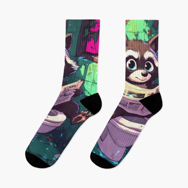 Item preview, Raccoon Relaxes Reading Newspaper Toilet Time Scene designed and sold by earlobejerk.
