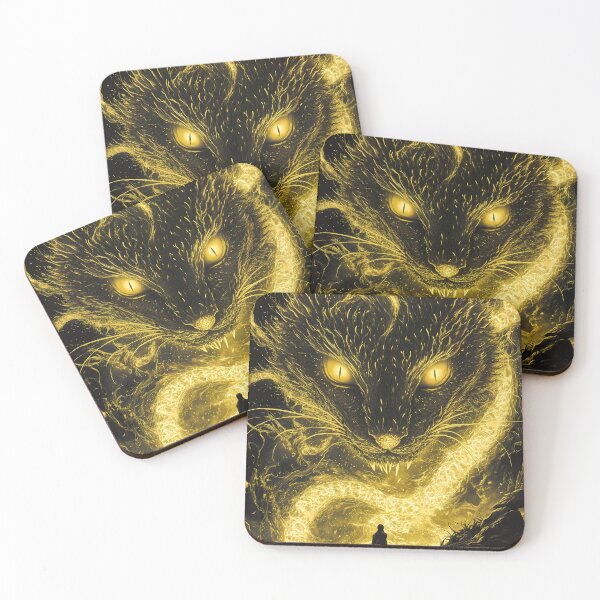 Item preview, Facing Fiery Spirit Cat Under Golden Inferno Sky designed and sold by earlobejerk.