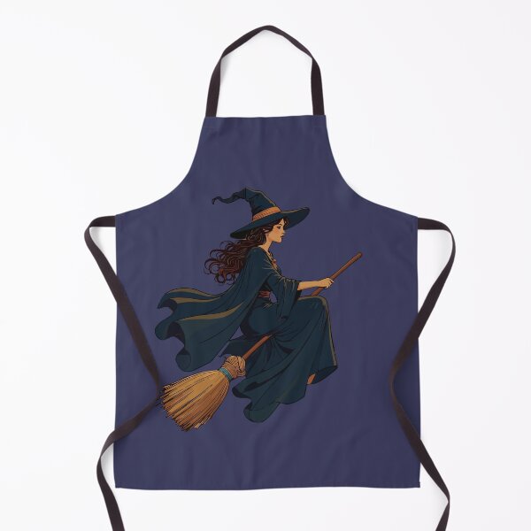 Item preview, Young Witch Sat Astride A Besom Vector Art designed and sold by taiche.