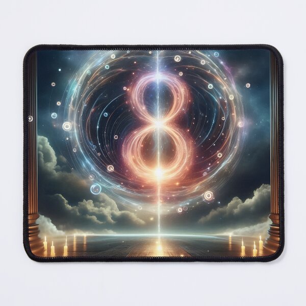 Item preview, Cosmic infinity symbol between pillars over a tiled floor designed and sold by The Cosmic Nexus.