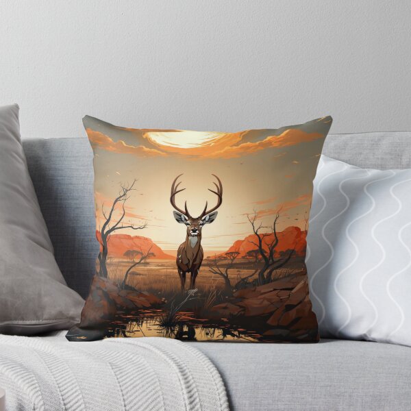 Item preview, Ciervo majestuoso en un ardiente paisaje desértico al atardecer con reflejo designed and sold by PaintbrushPlace.