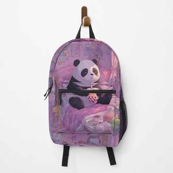 Item preview, Tired Panda in Cozy Messy Room – Cute Bubble Tea Illustration designed and sold by Clawffirmations.