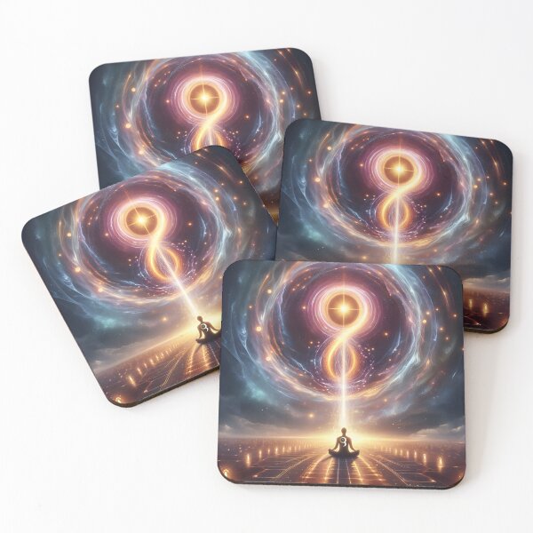 Item preview, A person meditates, channeling a cosmic infinity symbol. designed and sold by The Cosmic Nexus.