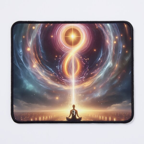 Item preview, A person meditates, channeling a cosmic infinity symbol. designed and sold by The Cosmic Nexus.
