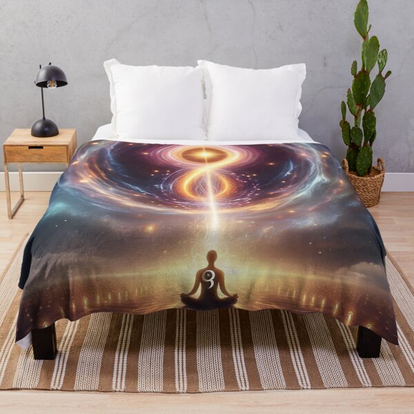 Item preview, A person meditates, channeling a cosmic infinity symbol. designed and sold by The Cosmic Nexus.