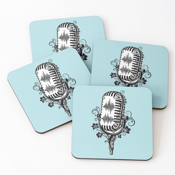 Item preview, Floral Vintage Microphone Silhouette and Sound Waves designed and sold by EsenciaZen.