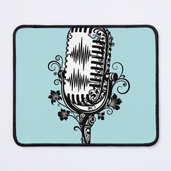 Item preview, Floral Vintage Microphone Silhouette and Sound Waves designed and sold by EsenciaZen.