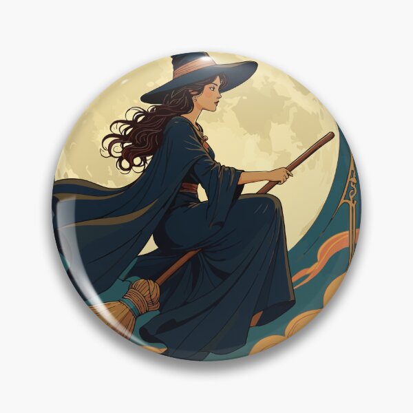 Artikelvorschau, Junge Hexe saß rittlings auf einem Besen Jugendstil Illustration entworfen und verkauft von taiche.