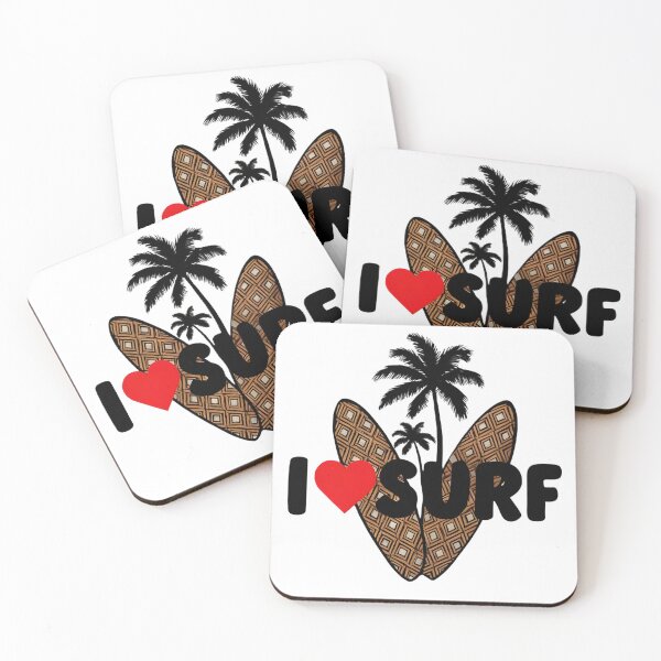 Item preview, I Love Surf Tropical Palm Tree Surfboard Beach Sticker designed and sold by FestivityFinds.