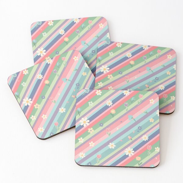 Item preview, Vintage Flowers in Pastel Diagonal Stripes designed and sold by EsenciaZen.