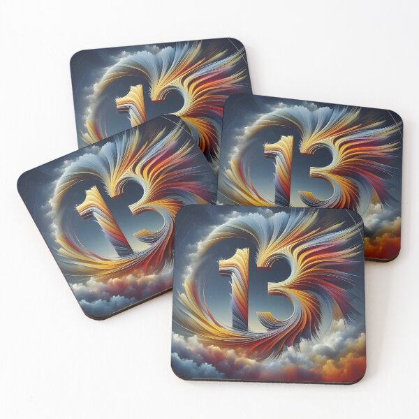 Item preview, Colorful Number 13 Surrounded By Swirling Clouds (Thirteen) designed and sold by The Cosmic Nexus.
