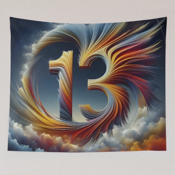 Item preview, Colorful Number 13 Surrounded By Swirling Clouds (Thirteen) designed and sold by The Cosmic Nexus.