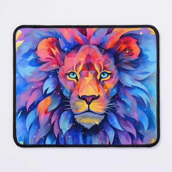 Item preview, Fantasy Lion Face In Blue, Red And Yellow designed and sold by DEC02.