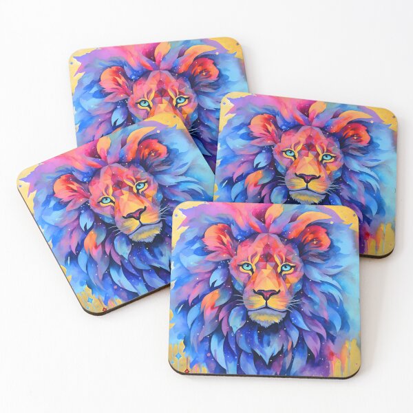 Item preview, Fantasy Lion Face In Blue, Red And Yellow designed and sold by DEC02.