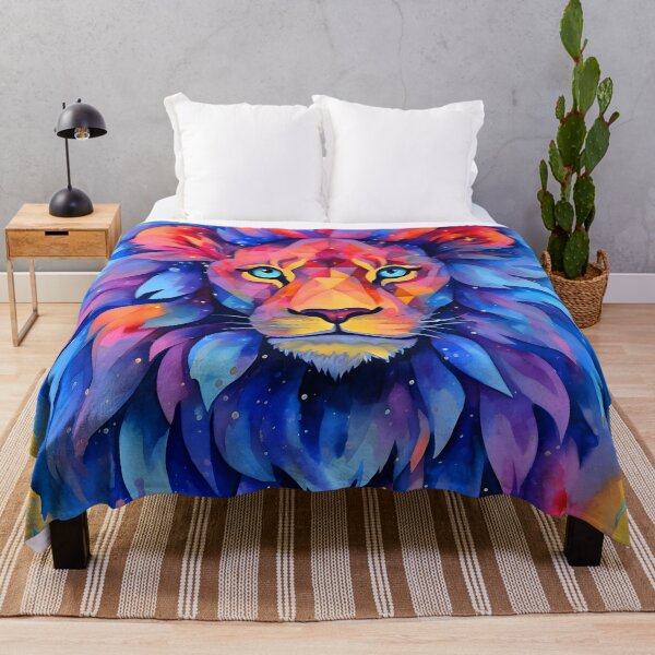 Item preview, Fantasy Lion Face In Blue, Red And Yellow designed and sold by DEC02.