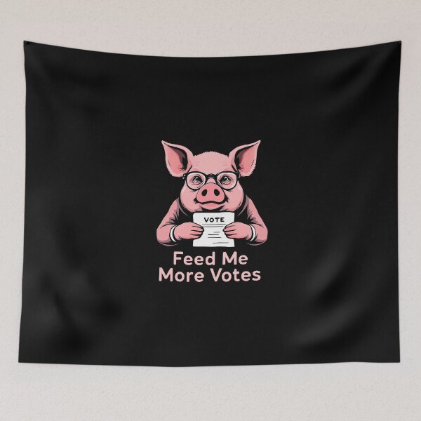 Item preview, A close up of a pig with glasses holding a vote sign designed and sold by cafegrafis.
