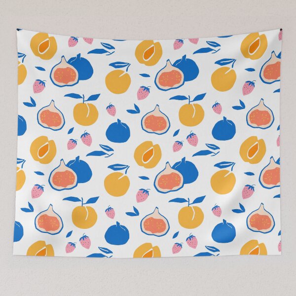Item preview, Bold Retro Peach Apricot Fig Strawberry Summer Fruit Pattern — Modern Cutout Style designed and sold by TangoCharlieNZ.