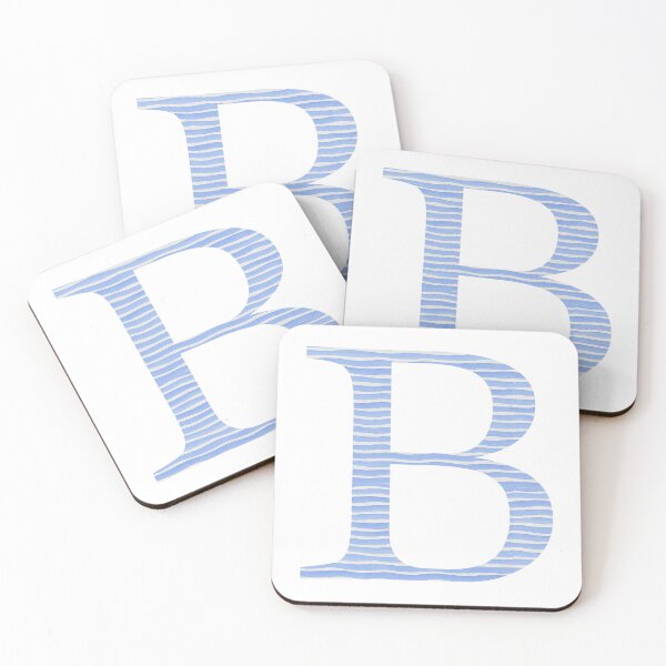 Item preview, Letter B Monogram – Blue Watercolor Stripes Initial Design designed and sold by svarupa.