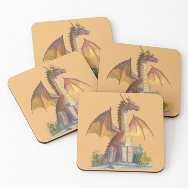 Item preview, Watercolor dragon painted brown yellow, watercolor fantasy designed and sold by angel-cat-22.