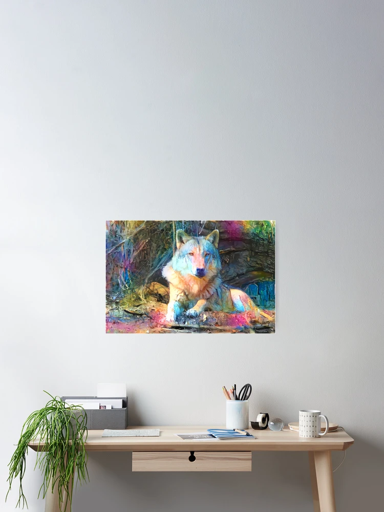 Thumbnail 2 of 3, Poster, Colorful wolf designed and sold by AndroidZ.