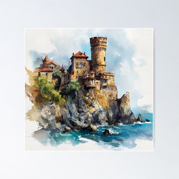 Item preview, Sentinel of the Sea – Castlecore Watercolor Dream designed and sold by ArgentoArt.