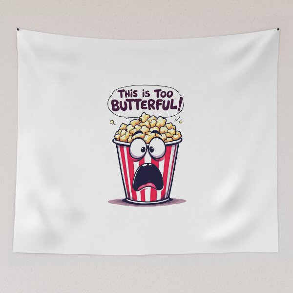 Item preview, Cartoon popcorn bucket with a shocked face and a speech bubble designed and sold by cafegrafis.