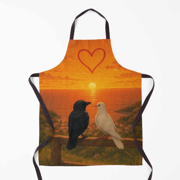 Item preview, Romantic pair of birds at sunset, loving art motif with heart, perfect for posters, cards & gifts designed and sold by Mauswohn.
