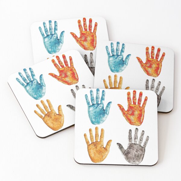 Item preview, Colorful Handprints – Pop Art Palm Prints on Black Background designed and sold by StudioDina.