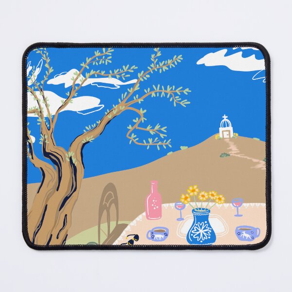 Item preview, Slow living cozy Greek travel afternoon scene with coffee and flowers designed and sold by KaroLeenaDesign.