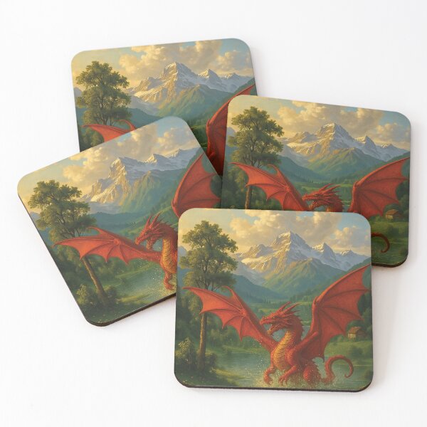 Item preview, Epic Red Dragon in Alpine Landscape, Imaginative Fantasy Design for Posters, Shirts & more designed and sold by Mauswohn.