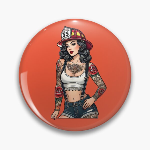Item preview, Pinup Tattooed Firefighter designed and sold by PinUpPizzazz.