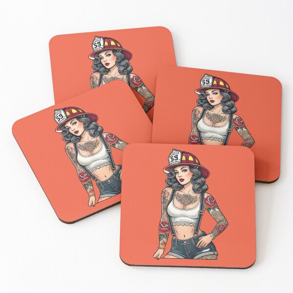 Item preview, Pinup Tattooed Firefighter designed and sold by PinUpPizzazz.