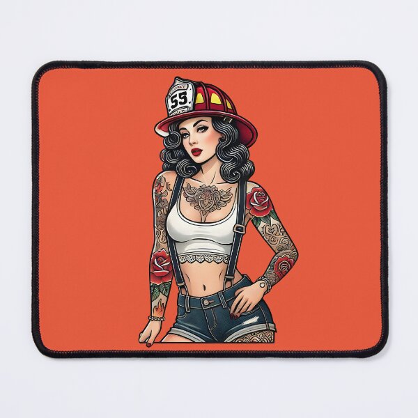 Item preview, Pinup Tattooed Firefighter designed and sold by PinUpPizzazz.