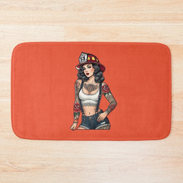 Item preview, Pinup Tattooed Firefighter designed and sold by PinUpPizzazz.