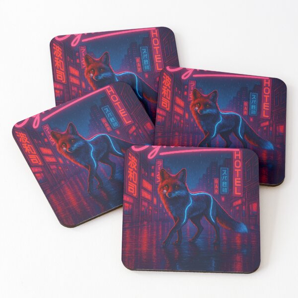 Item preview, Cyberpunk Fox - Neon City Stroll designed and sold by PufftailStudio.