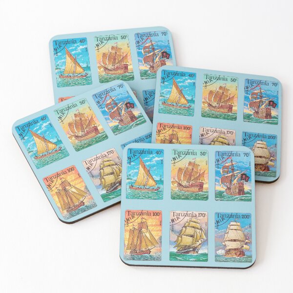 Item preview, Bundle Tanzania Old Sailing ships sticker. Vintage postage stamp Tanzania, ancient sailing ship on the ocean, Jahazi, Caravel, Carracka, Galeas, Battle ship, Frigate, 1994 designed and sold by BlareBlare.