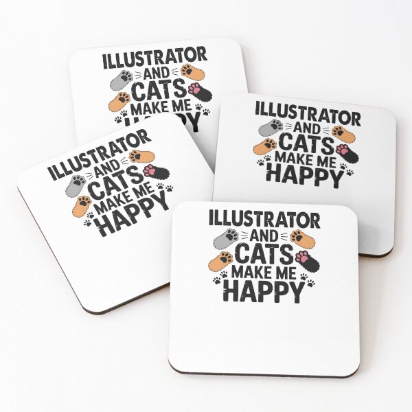 Item preview, Illustrator And Cats Make Me Happy - Funny Illustrator Cats Lover designed and sold by Oussinc.