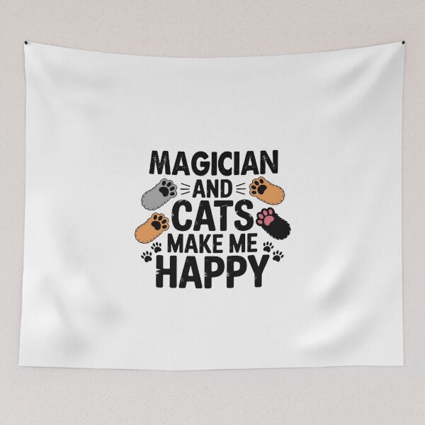 Aperçu de l'œuvre Les magiciens et les chats me rendent heureux - Drôle de magicien amoureux des chats créée et vendue par Oussinc.